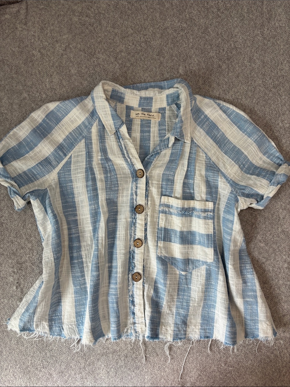 We The Free Blue & White Striped Button-Front Shirt